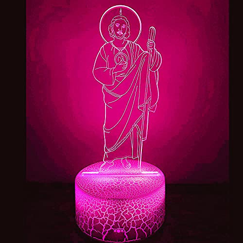 Jinson well 3D Gott Jesus Kreuz Lampe optische Illusion led licht Nachtlicht, 7 Farbwechsel Touch Switch Tisch Schreibtisch Dekoration Lampen mit Acryl Flat ABS Base USB Spielzeug
