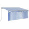vidaXL Auvent Rétractable Manuel avec Store Banne Pliable Jardin Balcon Terrasse Extérieur Protection Contre Rayons UV 3,5x2,5 m Bleu et Blanc