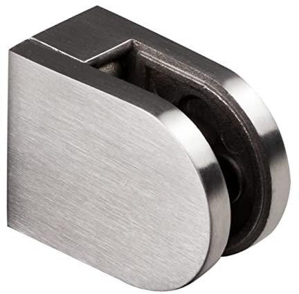 Edelstahl Glashalter halbrund für 8 mm Glas - Glasklemme flach für gerade Flächen - Geländer Sicherung