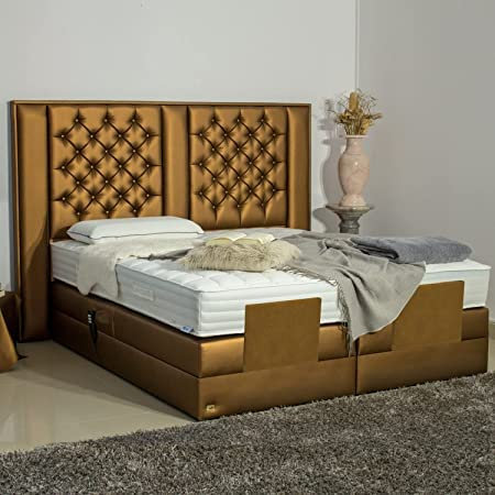 PAARA Boxspringbett Havana GM | 10.000 Newton Motorleistung | Antirutsch-Matten | Royal-WS® Taschenfederkern Matratze mit GELAX® Topper Kern | Made in Germany (140 x 200 cm)