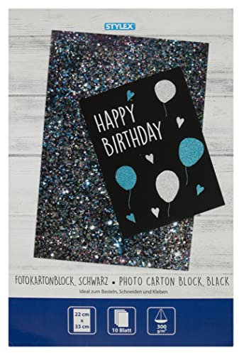 Stylex 46760 - Fotokartonblock, 22 x 33 cm, 300 g/m², schwarzes Papier, 10 Blatt