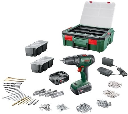 Bosch Bohrschrauber UniversalDrill 18 (2 Akkus 1,5Ah + SystemBox + 241 Zubehör)