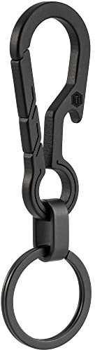 KeyUnity KM01 Titan EDC Schlüsselanhänger Clip mit Flaschenöffner, Karabiner mit Schnellverschluss für Schlüsselanhänger für Herren (PVD Schwarz) (Mittel)