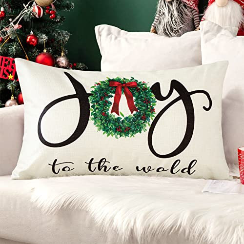 JOTOM Kissenbezug Deko Kissenhülle Winter Dekokissen Sofakissen Bezug für Sofa Couch Haus Outdoor Bauernhof - Herbst Motiv Muster - 30 x 50 cm - Girlande Joy - 1 Stück