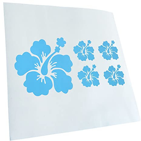 Autoaufkleber - Hibiskus Blütenset - Heckscheibe Auto Aufkleber wetterfest für Kfz LKW Mofa Truck - Sticker außen selbstklebend Tuning Zubehör für Fenster Fahrzeug Scheibe