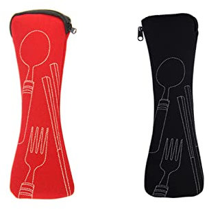 2 Pièces Boite a Couvert Transportable,Sacs Portables Avec Fermeture éclair sac de Rangement en Néoprène pour Camping Voyage de Pique-Nique à l'École de Travail