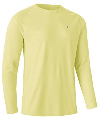 Rdruko Mens UV Protection Long Sleeve Tops UPF 50+ Quick Dry Rash Guard Shirt for Running Sport Fishing Hiking Swimming Canary Yellow S