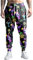 VVGETE 80er-Jahre-Kostüme für Herren, Jogginghose, Freizeithose, Laufhose mit Kordelzug, 90er-Jahre Outfit für Herren, Schwarz Neon, Klein