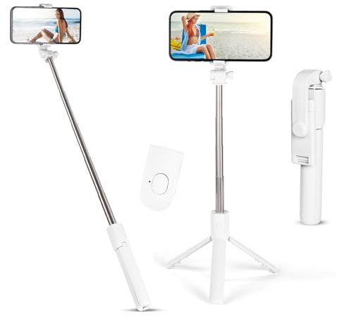 Flintronic Perche Selfie, 70cm Perche à Selfie Quadrupède avec Télécommande Amovible, Perché à Selfie Trépied Smartphone Bâton Selfie Extensible Télescopique pour iPhone/Samsung/Huawei