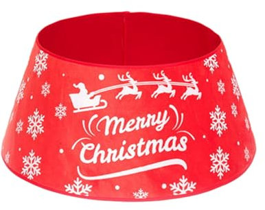 Bodhi2000 Collare per Albero di Natale con Babbo Natale e Gnomo - Cintura Stampa Nastro di Fissaggio in Tessuto Resistente - Anello Festa Decorazione Interna Copertura Base B 60