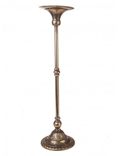 Alzata porta candele in metallo color oro/bronzo. Dimensioni: Ø 18X55 h, Brandani, 84305