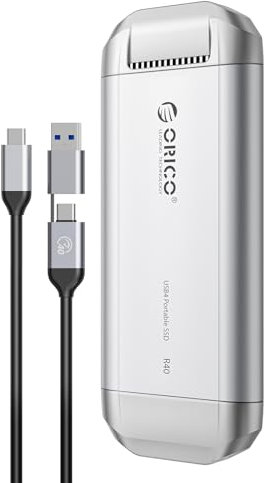 ORICO 3700MB/s SSD Externe 2TB, Compatible avec Thunderbolt 4/3, USB4.0 pour 40Gbps, Solid State Drive Portable avec câble USB C 2 en 1, Smartphone USB-C, Tablettes, PC & Mac, PSSD - R40