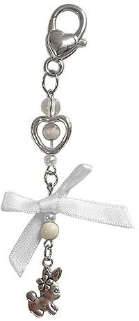 seluluory Metall-Schlüsselanhänger mit Hasen-Motiv, elegante Schleife, Schlüsselanhänger für Taschen, Rucksäcke, Handyanhänger, niedliches Herz, Handyanhänger, Ornament, 4, One size