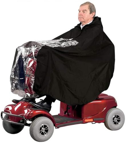 Etomvoop Cape de scooter de mobilité - Housse imperméable Oxford avec revêtement argenté pour scooter électrique et fauteuil roulant - Noir - Protection complète contre la pluie et la neige