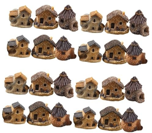 Yardwe 24 STK Hausschmuck Aus Harz Mini-hausverzierung Mikro-landschaftsornamente Foto-Requisite Mini-feenhaus Mikrolandschaftsdekor Glasdekor Kleine Dekoration Miniatur
