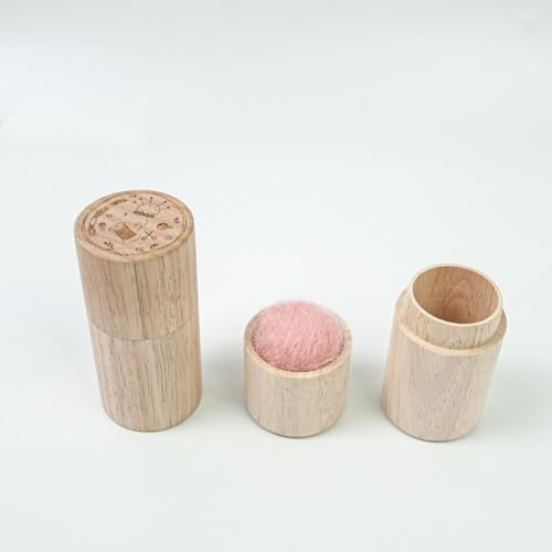 Nähnadelkissen-Set, 4 x 4 x 8,5 cm, tragbares Nadelkissen aus Holz mit Deckel, Nähnadelkissen, benutzerfreundliche Nähnadel-Aufbewahrungsbox, Wollnadelkissen für Quilten, Handarbeiten