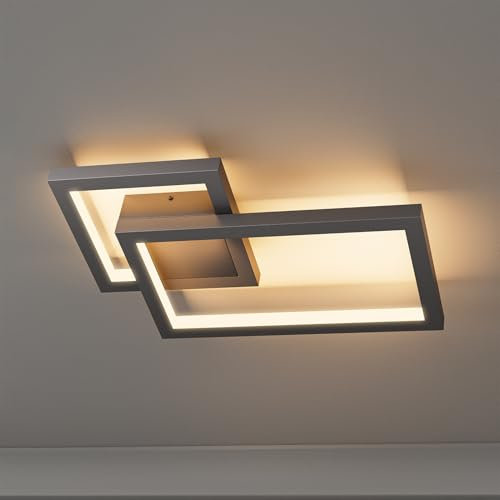 Klighten Deckenlampe LED Deckenleuchte 24W 1960 Lumen, Flurlampe Schlafzimmerlampe aus Aluminium Modern Deckenbeleuchtung für Schlafzimmer Küche Wohnzimmer, 41 x 27 cm, Warmweiß 3000K, Schwarz