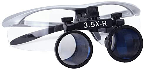 HAODING Dental Lupenbrille Mit Licht Surgical Binokularlupen Und Led Stirnlampe - Kopfband Lupen - Brillenlupe - 3.5X/320mm