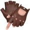 GSG Herren-Leder-Fingerlose Handschuhe, Halbfinger-Handschuhe, Braun, S