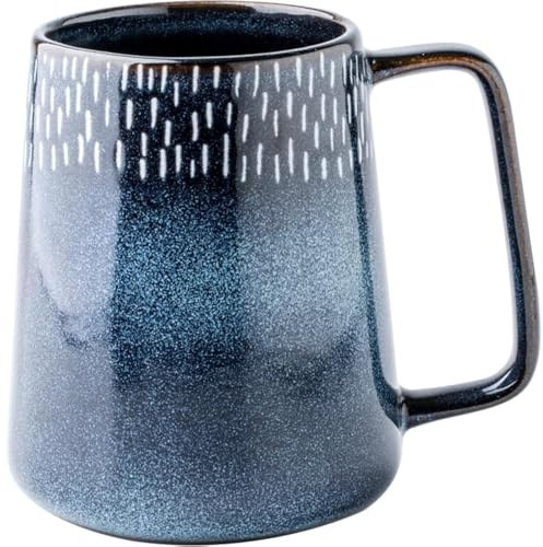 WOQIJENCV Großes Fassungsvermögen Keramik Kaffeebecher, 24 oz/700ml mit Griff Extra große Cappuccino, Tee, Latte oder heißen Kakao Becher für Büro und zu Hause verwenden (Blau3)