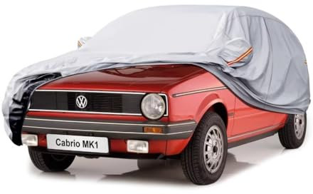 GUNHYI Auto Abdeckplane Wasserdicht Passend für Golf Cabrio MK1(1979-1994)6 Schichten Vollgarage Autoabdeckung Autoplane für Regen Sonne Staub Schutz,Mit Baumwollfutter und Reißverschluss ausgestattet