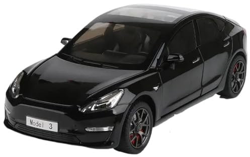Druckgussfahrzeuge Motorfahrzeuge 1:24 for Tesla Model 3 Druckguss-Legierung Automodell Simulation Reibungskraft Modellauto-Sammlung Fertiges Modellauto(Size:Black)