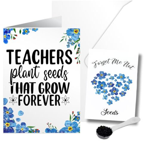 Unique Nursery Teacher Gifts Thank You Card with Forget me not seeds Teacher Gift - Preschool Teacher Gift - Keyworker Gift Nursery