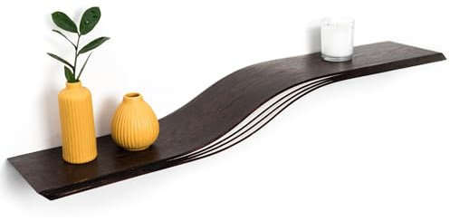 Schwebende Regale mit versteckter Halterung, Wandregal mit weißem Dekor, moderne Möbel aus Naturholz, geometrisches Holzregal als Büro, Badezimmer, Aufbewahrung, Schlafzimmer, Wanddekoration (Wenge,