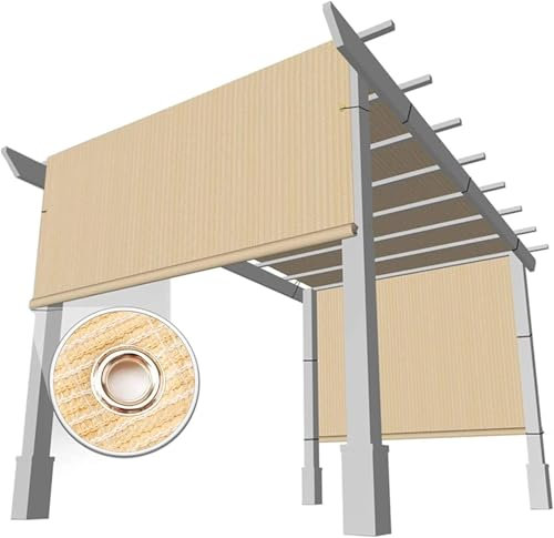 Outdoor Patio Pergola Shade Netting, Rectangle Canopy Garden Gazebo Mesh Fabric, 90% Sun Block Grape Trellis Sun Shade Cover, Beige,Beige,1mx4m/3ftx13ft