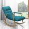 FZZIBQYR Schaukelstuhl aus Stoff im Mid-Century-Stil für das Wohnzimmer, Freizeit-Schaukelstuhl für Erwachsene, Ruhesessel für zu Hause, für das Büro, Wohnzimmer, Schlafzimmer (Farbe: Dunkelblau)