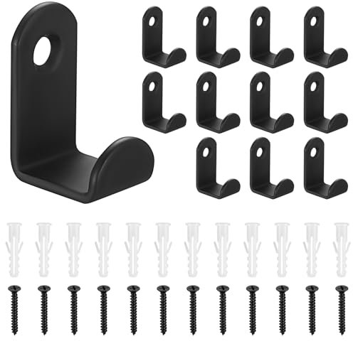 12 Pz Ganci Appendiabiti da Parete a Vite, Ganci Muro Neri, Ganci da Parete in Metallo Vintage, Appendino da Muro Singolo, Appendiabiti da Muro per Porte Vestiti Accappatoio Chiavi Borse Ganci
