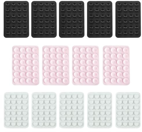 14 Pcs Phone Suction Pad, Suction Phone Holder, Non Slip Sticky Phone Grip Can Be Glued to The Wall Silicone Suction Phone Holder Works with All Smartphones for Selfies and Videos
