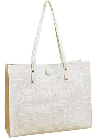 Rucksack Damen Handtasche Damen Mittelgroß Mode Frauen Kunstleder Einfarbig Muster Handytasche Umhängetasche Handtasche UmhäNgetasche Portemonnaie Damen Mittelgroß (White, One Size)