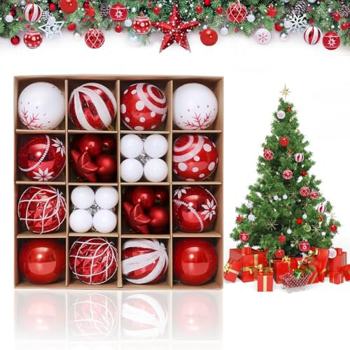 4PCS 3-6cm Christmas Baubles - Red Ornaments for Tree Decorations,christmas tree decorations
