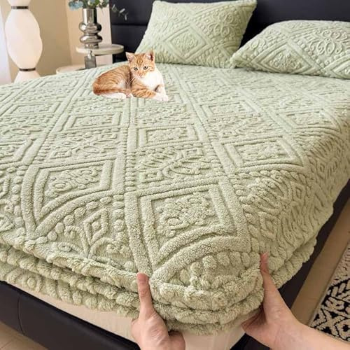 HLTQL Matratzenschoner Plüsch Spannbettlaken Mattress Protector Matratzenschutzbezüge Spannbetttücher Matratze Tagesdecke Matratzenauflage Matratzenbezug Fleece(3,200 * 220cm)