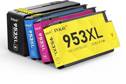INK4U 953XL Druckerpatronen Kompatibel für HP 953 XL Patronen Multipack für HP Officejet Pro 8710 8715 8740 8720 8718 7730 8728 8719 7740 7720 8730 8725 8210 8218 Drucker (4er-Pack)