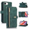 UEEBAI Wallet Case for iPhone 16e 6.1, 9 Card Slots Retro Leather Wallet Shockproof Flip Cover with Hand Strap Card Slots Zipper Pocket Kickstand Handbag Magnetic Closure - Retro Green
