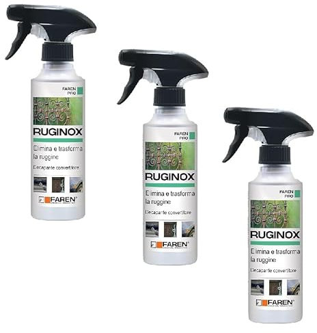 Faren RUGINOX Spray, Convertitore di Ruggine, Decapante, rimuove ossidazioni con azione immediata, Pronto per Stuccatura e Verniciatura, 250ml (3)
