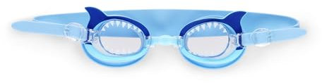 Legami - Lunettes de natation, lunettes de piscine, verres anti-buée, protection UV, avec bande élastique et pont nasal réglable, requin, Bleu