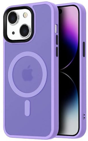 Mixroom - Cover Custodia Bumper Opaco per iPhone 14 Plus Compatibile con MagSafe Accessori Cerchio Magnetico Integrato Retro Semitrasparente Bordo Morbido in TPU Silicone Lilla