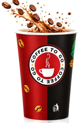Made in D 400 x Kaffeebecher Coffee to go 200 ml, 80mm Hartpapier 0,2l | 200ml Liter Tee Cups, Becher Einweg Trinkbecher für Heiß- & Kaltgetränke