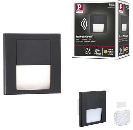 Paulmann 80001 LED Recessed wall luminaire Tsaro Square 80x36mm 1W 80lm 230V 2700K Black