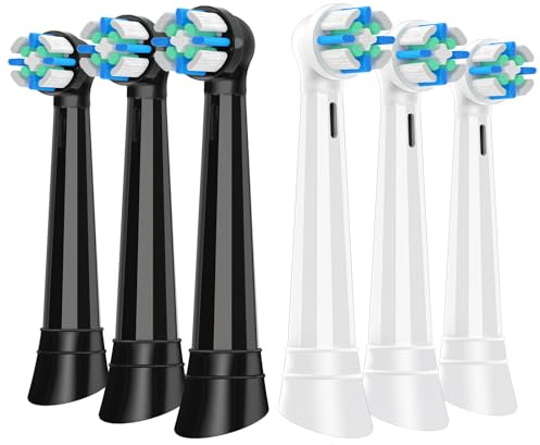 6 Stück Aufsteckbürsten Kompatibel mit Oral B IO Für Saubere Zähne, Bürstenköpfe Kompatibel mit Oral B IO 3N/3/4/5/6/7/8/9/10 Series Zahnbürste Elektrische, IO Zahnbürste Aufsätze (Schwarz/Weiß)