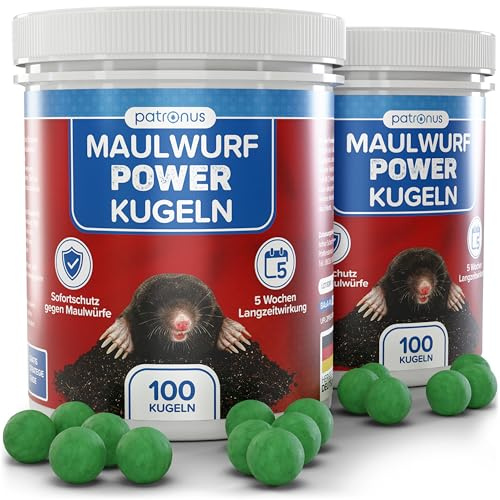 Patronus Maulwurf Power Kugeln 200 STK. zum Maulwürfe effektiv vertreiben | Maulwurf Vertreiber-Kugeln mit Sofort- und Langzeitwirkung - effektives Mittel gegen Maulwürfe
