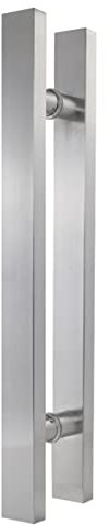 PZOFERLIN Maniglia doppia per porta doccia Maniglie for porte scorrevoli a doppia anta in acciaio inox, coppia quadrata, nere o Sierra, diverse misure(Sier,80Cm)