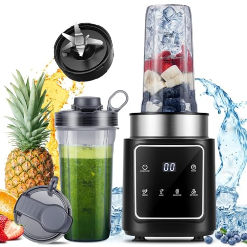 TWOMEOW Standmixer, 1500 W, Eisknackmesser 6-Klingen FüR Mixer, Smoothie Maker Mit 4 Programme + Pulsfunktion, 2 * 900 ml Flasche, FüR Smoothies, Milchshakes Und Zum Einfrieren Von Obst, XXX-Large
