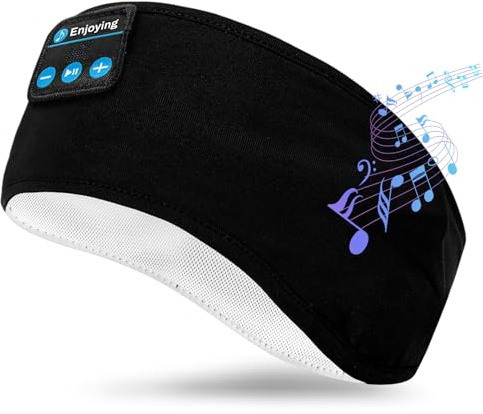 flintronic Schlafkopfhörer Bluetooth, Kabellose Schlaf Kopfhörer mit HD Stereo Lautsprecher für Männer/Frauen, Stirnband Bluetooth Kopfhörer zum Schlafen, Schlaflosigkeit, Sport(Schwarz)