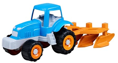 Simba Traktor mit Pflug – Sandspielzeug für Kleinkinder, Abnehmbarer Anhänger, Fahrzeug für Sandkasten und Strand, Kunststoff, 43 cm, ab 0 Jahre