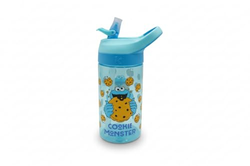 Sesame Street Cookie Monster Atlantic Bottle - Botella de agua ligera sin BPA, a prueba de fugas, para niños, escuela, viajes y uso diario