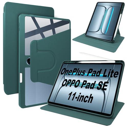 Lemxiee Coque pour OnePlus Pad Lite & Oppo Pad SE 11 Case avec Porte styleto & Béquille Rotatif,Cuir PU + Acrylique Transparent